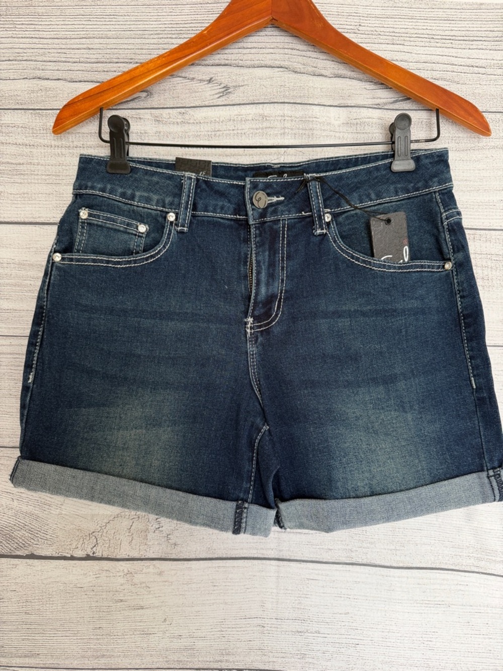 Earl Jeans Dark Blue Rolled Hem Denim Shorts
